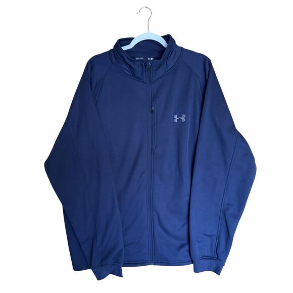Under Armour Mens 2XL Navy Blue Loose Fit Full Zip Jacket Coldgear Performance - Picture 1 of 9
